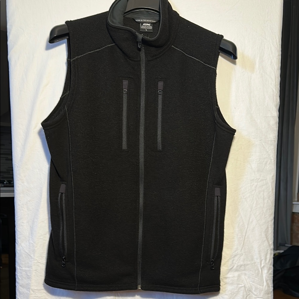 Kuhl Black Fleece Vest with Standing Collar